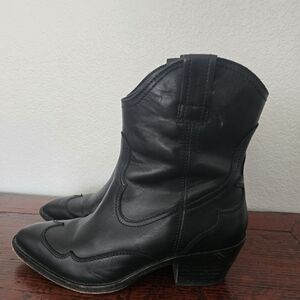 All Saints Black Leather Ankle Booties